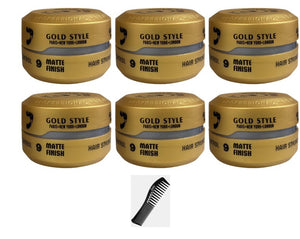 Gold Style 9 Matte Finish Hair Styling Wax 6 stuks+ Gratis styling Comb