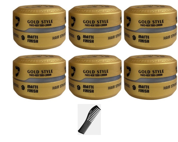 Gold Style 9 Matte Finish Hair Styling Wax 6 stuks+ Gratis styling Comb